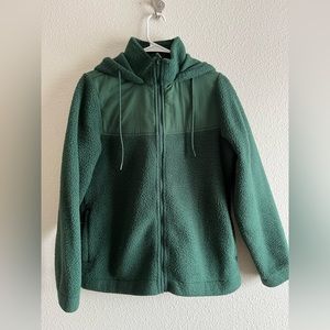 Olive green fleece zip up with hood!